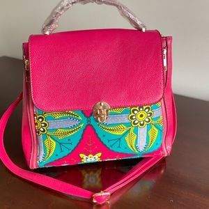 Pink African print handbag